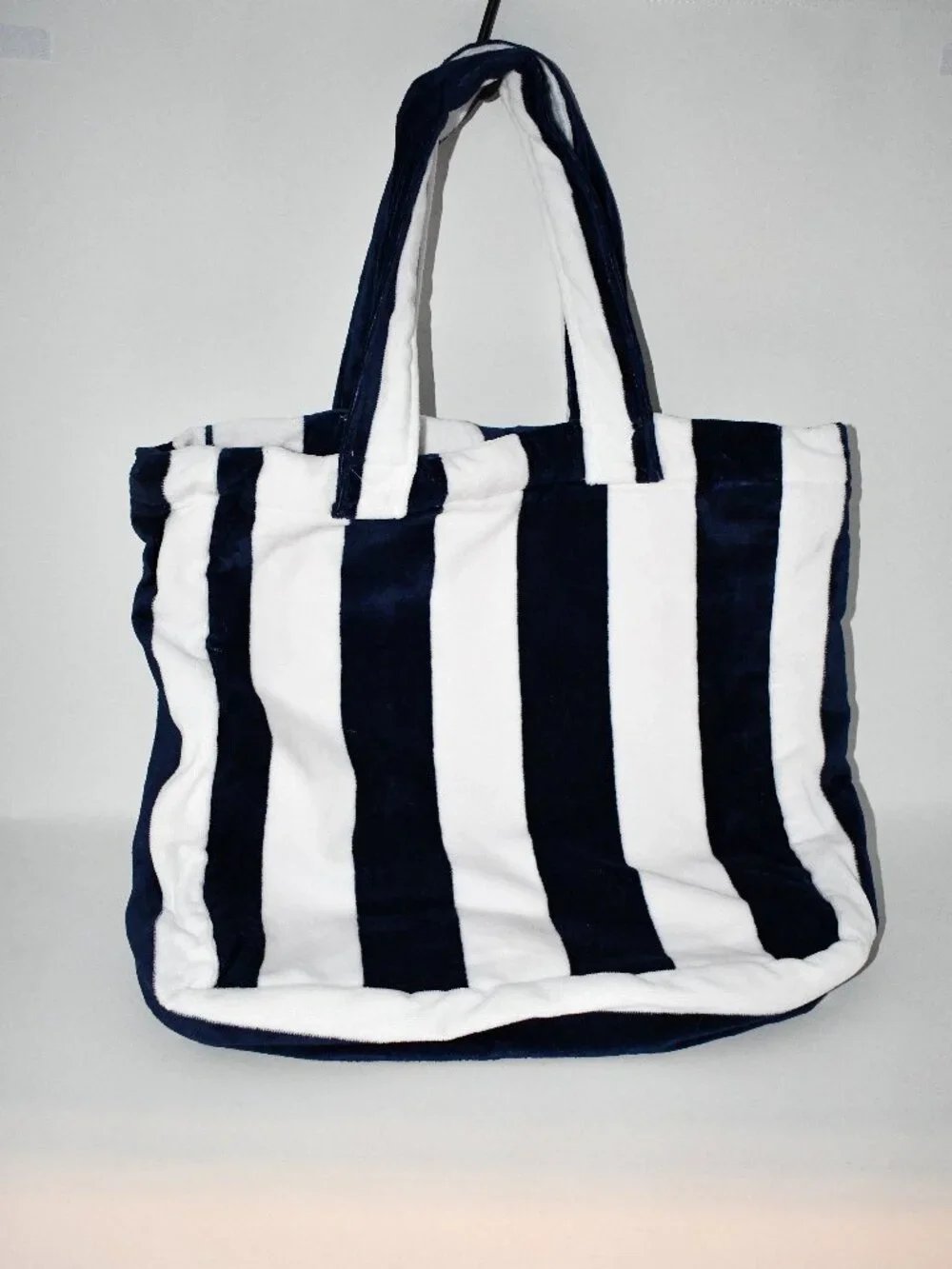AQUA Striped Terry Beach Tote in Navy NWT Details: 100% cotton